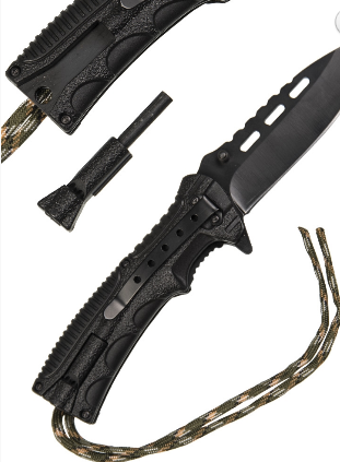 Camo one hand knife paracord