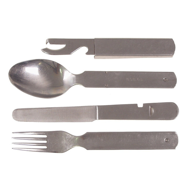 SET OF 4 STAINLESS STEEL CUTLERY - EAST GERMAN ARMY MILITARY SURPLUS - BW - USED