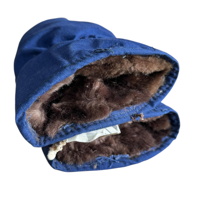 Insulated Protective Gloves Made from Military Tarpaulin Material, 3-Finger Design - Romanian Army Military Surplus - Dark Blue - In Good Condition