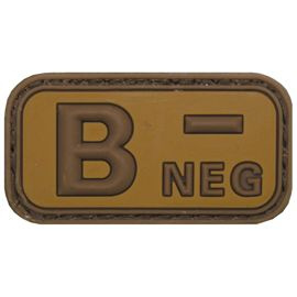 3D VELCRO PATCH - 5 x 2.5 CM - MFH® - BROWN/KHAKI - BLOOD GROUP "B NEG"