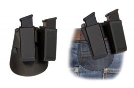 Double Swivelling Plastic Holster For Two Magazines With Belt Paddle