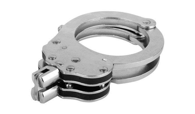 Double lock steel handcuffs with loop - Silver