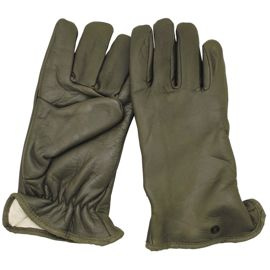 French leather gloves, w/lining, OD green, like new