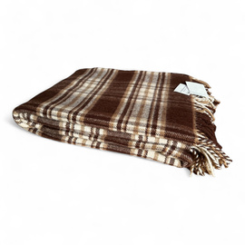 Romanian wool blanket, 150x200+20cm, brown/beige/cream premium