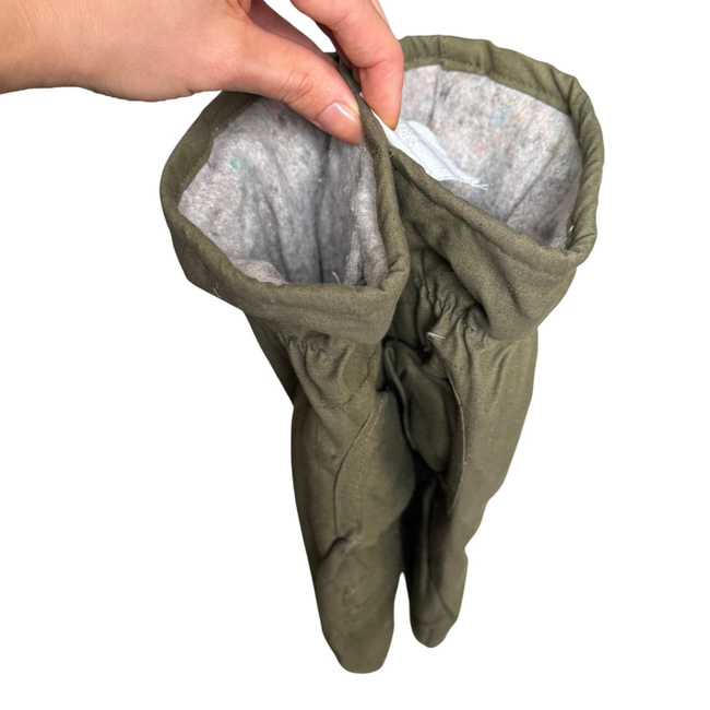 Insulated Protective Mittens Made of Tent Canvas Material, 2-Finger Design - Romanian Army Military Surplus - OD Green - Like New