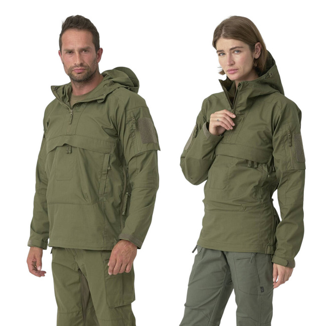Unisex Tracer Anorak Jacket - Polycotton Stretch Ripstop - Coyote / Taiga Green - Helikon Tex