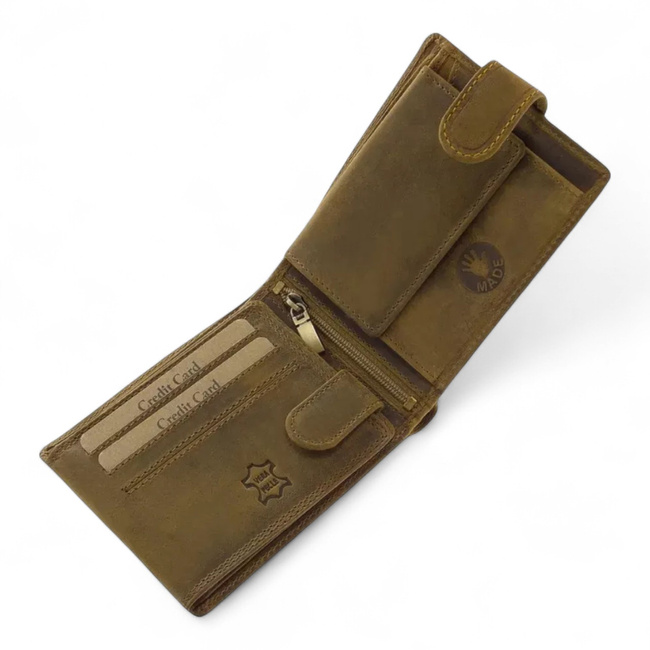 Leather Wallet for Hunters with Print - Pheasant - Brown - GreenDeed