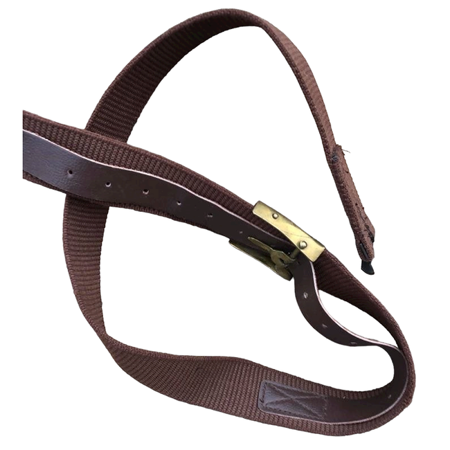 Brown Belt Romanian Army Surplus, Canvas - Gold Buckle - Used