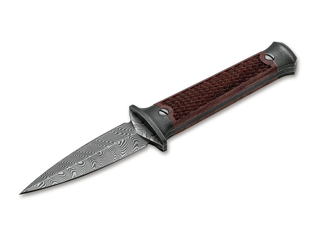 FIXED BLADE KNIFE P08 DAMASCUS - BROWN