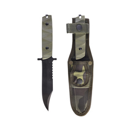 Fixed blade combat knife with camouflage sheath - Czech Army military surplus - Like new