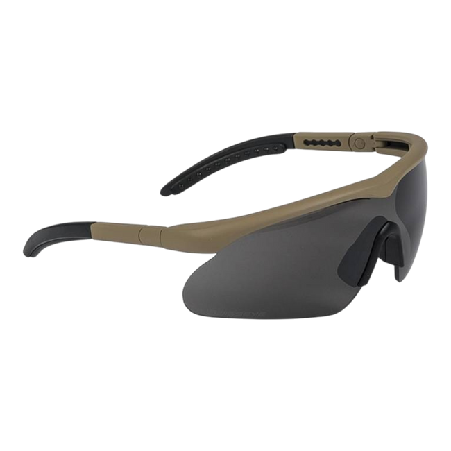 Swiss Eye Raptor goggles with 3 replacement lenses (tinted, clear and orange) - Coyote