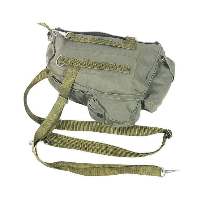 CANVAS BAG FOR PROTECTIVE MASK - MP4 - 1970'S - POLISH ARMY MILITARY SURPLUS - GREEN OD - USED