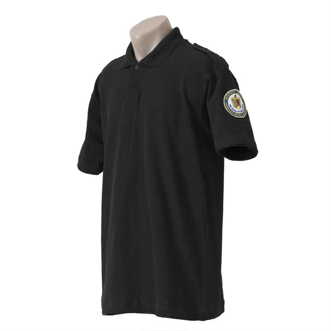 Prison Guard Polo T-Shirt, black with insignia