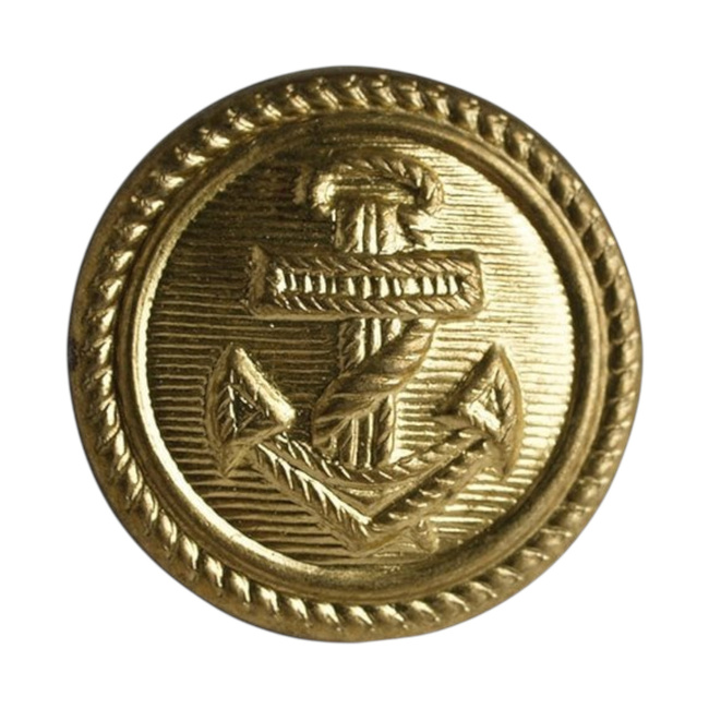 Metal Button - Navy Uniform - Romanian Naval Forces - 16 mm - Anchor Design - Gold - In Good Condition