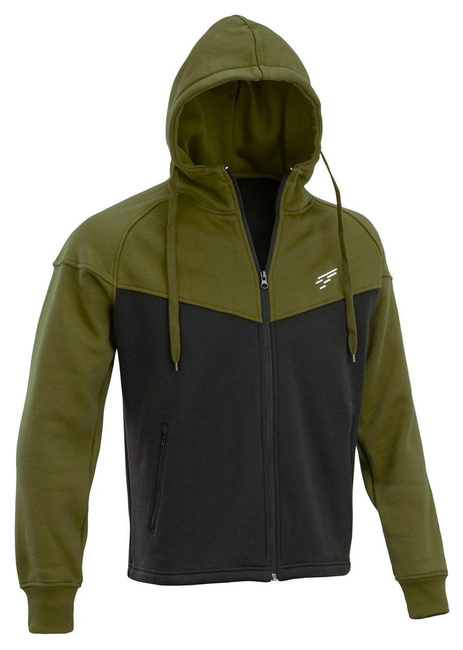 ZIPPED HOODIE WITH EMBROIDERED LOGO - D.FIVE - BLACK/OD GREEN