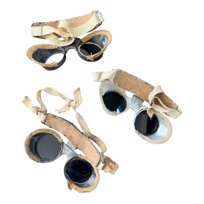 Aluminum Welding Goggles - Model G249 - Romanian Metallurgical Industry RSR - Romanian Army Military Surplus - Metallic - With Defects/Used