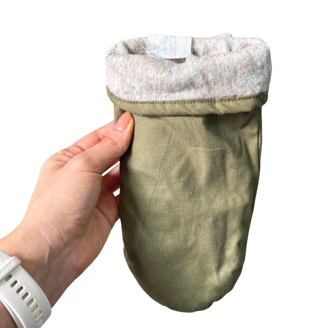 Insulated Protective Mittens Made of Tent Canvas Material, 2-Finger Design - Romanian Army Military Surplus - OD Green - Like New