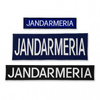 Emblemă "JANDARMERIA" spate, pe suport albastru royal și aplicare termică - 20x5 cm