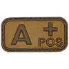3D VELCRO PATCH - 5 x 2.5 CM - MFH - BROWN/KHAKI - BLOOD GROUP A POS
