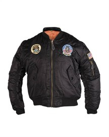 Black MA1® KIDS FLIGHT Bomber JACKET W. PATCHES