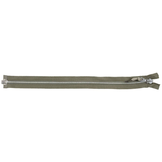 One-way zipper, partable, OD green, plastic, 45 cm