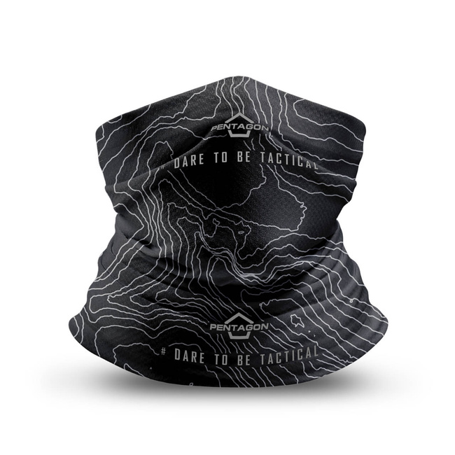 NECK GAITER - "SKIRON TOPOGRAPHIC MAP" - Pentagon® - BLACK