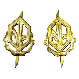 PAIR OF RANK INSIGNIA - CHEMISTRY - ROMANIAN ARMY MILITARY SURPLUS - GOLDEN - IN GOOD CONDITION