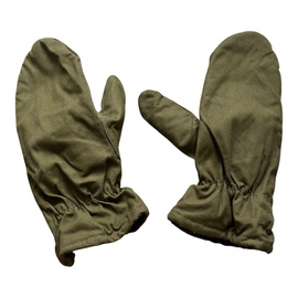 Insulated Protective Mittens Made of Tent Canvas Material, 2-Finger Design - Romanian Army Military Surplus - OD Green - Like New