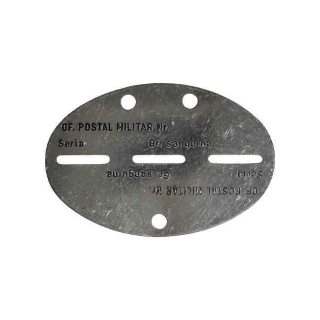 Dog Tag without Chain - Romanian Army Military Surplus - Silver - In Good Condition