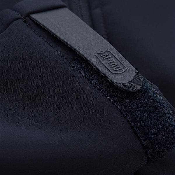 POLICE SOFTSHELL JACKET, DARK NAVY BLUE - M-TAC - WITH VELCRO PANELS AND EPAULETS
