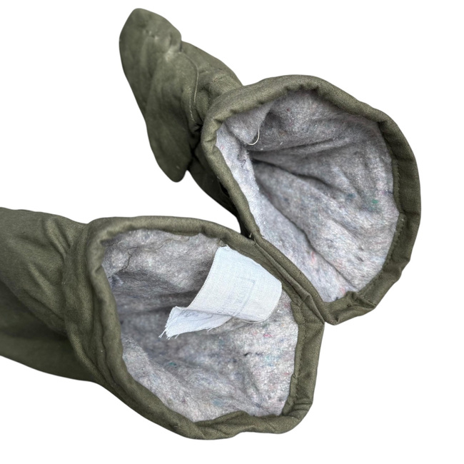 Insulated Protective Mittens Made of Tent Canvas Material, 2-Finger Design - Romanian Army Military Surplus - OD Green - Like New