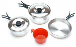1-PARTY STAINLESS STEEL COOK SET W/ PLASTIC CUP