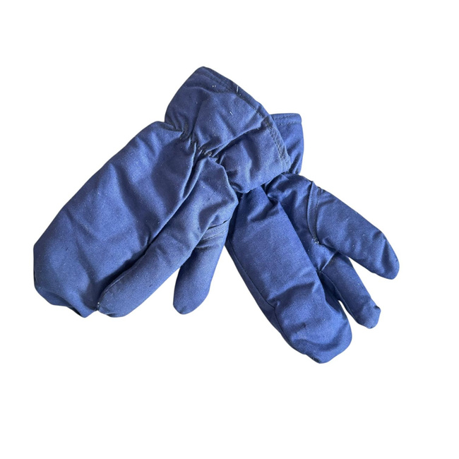 Insulated Protective Gloves Made from Military Tarpaulin Material, 3-Finger Design - Romanian Army Military Surplus - Dark Blue - In Good Condition