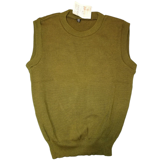 SWEATER KNITTED VEST M85 - ROMANIAN ARMY - OD - MILITARY SURPLUS - LIKE NEW