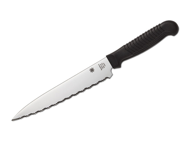 KITCHEN KNIFE UTILITY KNIFE 6'' SERRATED BLACK - SPYDERCO