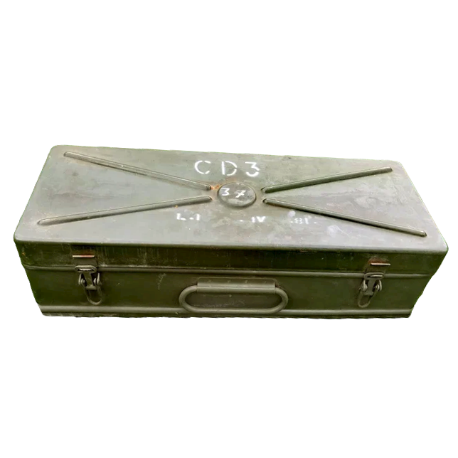 METAL MILITARY STORAGE CRATE - ROMANIAN ARMY SURPLUS - CD3 - 52x20x12 CM