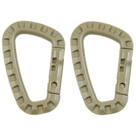 Carabiner, plastic, coyote, D 7 mm x 8.5 cm, two pack