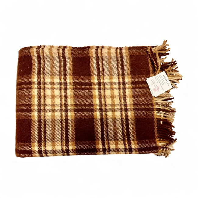 Romanian wool blanket, 150x200cm, brown/beige/cream premium