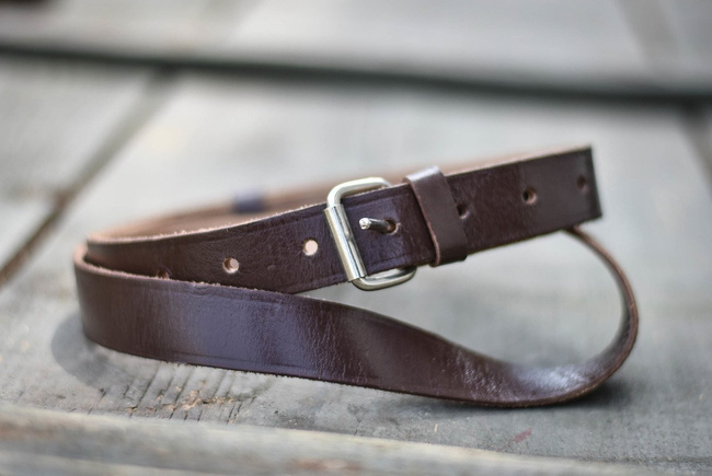 MILITARY LEATHER BELT - WITH BUCKLE - ROMANIAN ARMY SURPLUS - USED