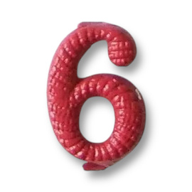 Metallic number - 6 - Red - Hungarian Army Military Surplus - Like New