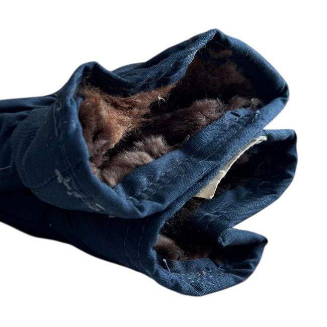 Insulated Protective Gloves Made from Military Tarpaulin Material, 3-Finger Design - Romanian Army Military Surplus - Dark Blue - In Good Condition