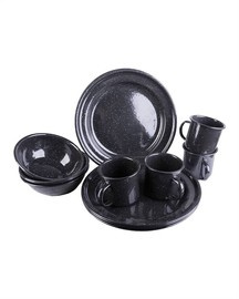WESTERN ENAMELED DISHES SET - 12 PIECES - Mil-Tec® - BLACK