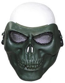 Face Mask, "skull", OD green, deco
