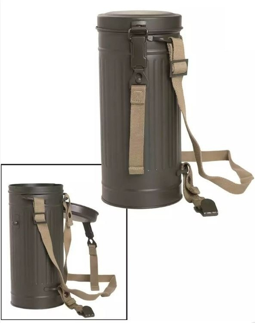 German WWII Gas Mask Can With Straps