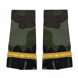 Pair of Officer Ranks - Land Forces - Second Lieutenant - Leaf Pattern Camouflage - Romanian Army Military Surplus - In Good Condition