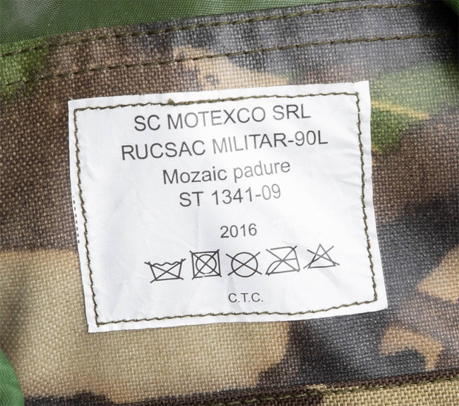 BIG MILITARY COMBAT BACKPACK WITH POCKET, DETACHABLE OUTER POUCH - MOTEXCO - 90L - MILITARY SURPLUS ROMANIAN ARMY - CAMOUFLAGE MOSAIC FOREST DPM - IN GOOD CONDITION