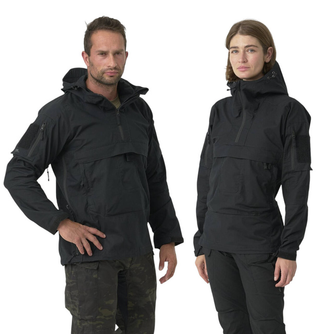 Unisex Tracer Anorak Jacket - Polycotton Stretch Ripstop - Black - Helikon Tex