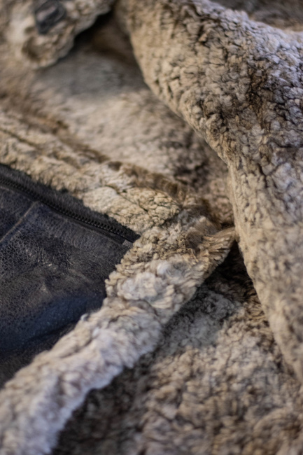 LEATHER FUR JACKET - ROMANIAN ARMY MILITARY SURPLUS - USED