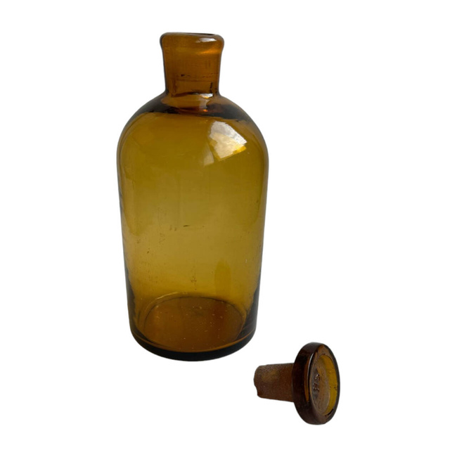 VINTAGE BOTTLE WITH CAP - BROWN - MILITARY SURPLUS ROMANIAN ARMY - IN GOOD CONDITION