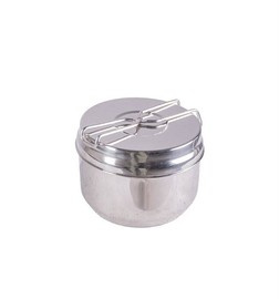 3-PIECES STAINLESS STEEL MESS KIT - CZECH MILITARY SURPLUS - LIKE NEW